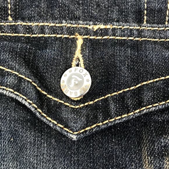 BARE FOX VTG Denim Vest XL Blue Retro Gorpcore Goth Cowboy Western Outdoor Y2K - Picture 5 of 8